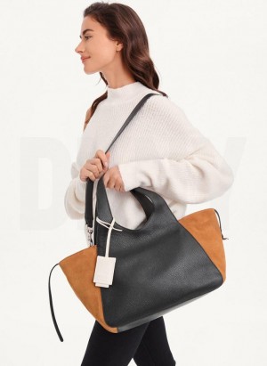 Black DKNY The Medium Effortless Bags Tote Bags | USA-D0831