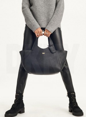 Black DKNY The Medium Effortless Bags Tote Bags | USA-D1368