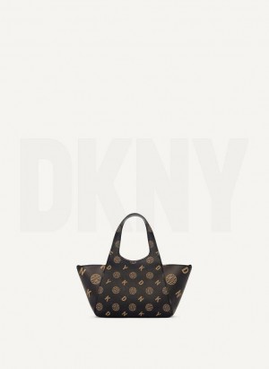 Black DKNY The Mini Logo Effortless Tote Bags Crossbody Bags | USA-D1072