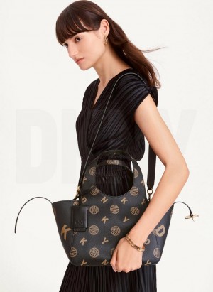 Black DKNY The Small Logo Effortless Bags Tote Bags | USA-D1614