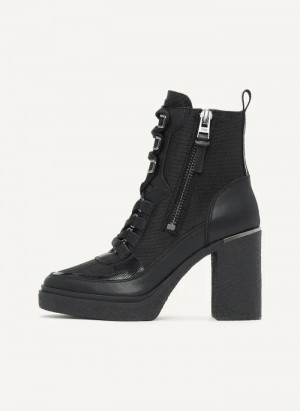 Black DKNY Toia Lace Up Platform Shoes Boots | USA-D1981