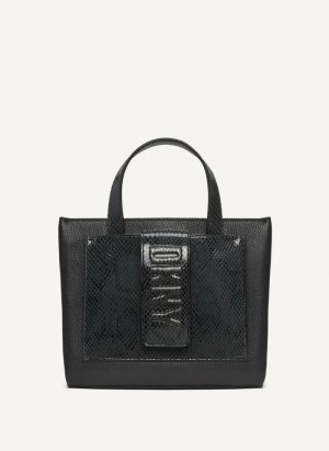 Black DKNY Uptown Exotic Leather Small Bags Tote Bags | USA-D0788