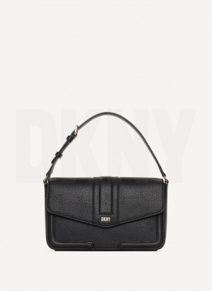 Black / Gold DKNY Maxxe Flap Bags Shoulder Bags | USA-D1080