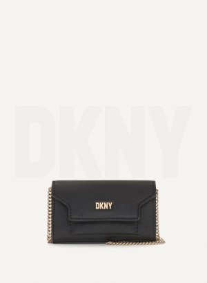 Black / Gold DKNY Millie Micro Flap Bags Crossbody Bags | USA-D0420