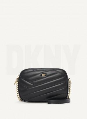 Black / Gold DKNY Sara Camera Bags Crossbody Bags | USA-D1386