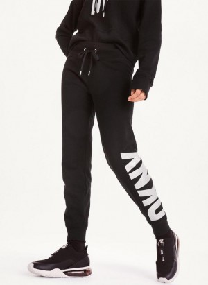 Black / Silver DKNY Exploded Logo Women's Joggers | USA-D1636