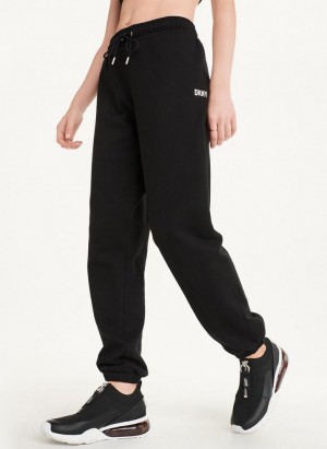 Black / Silver DKNY Metallic Logo Women's Joggers | USA-D0855