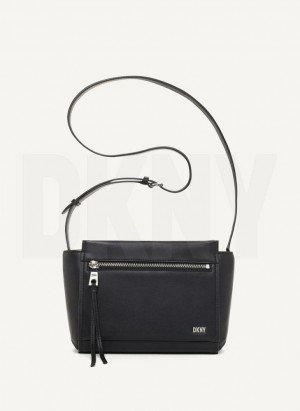 Black / Silver DKNY Pax Bags Crossbody Bags | USA-D1793