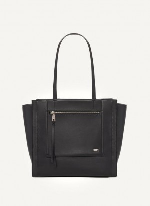 Black / Silver DKNY Pax Large Bags Tote Bags | USA-D0654