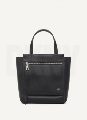 Black / Silver DKNY Pax North-South Bags Tote Bags | USA-D1267