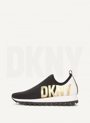 Black / White DKNY Azer - Slip On Runner Shoes Sneakers | USA-D1290
