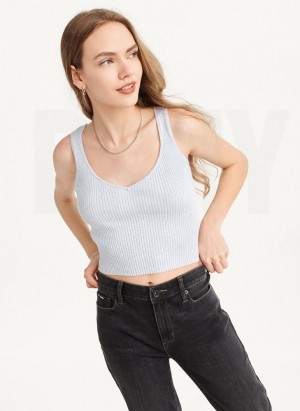 Blue DKNY Cropped Women's Tank Tops | USA-D1132