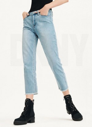 Blue DKNY Foundation - Slim Stright Crop Women's Jeans | USA-D0748