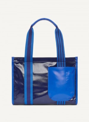 Blue DKNY Prospect Coated Canvas Large Bags Tote Bags | USA-D1651