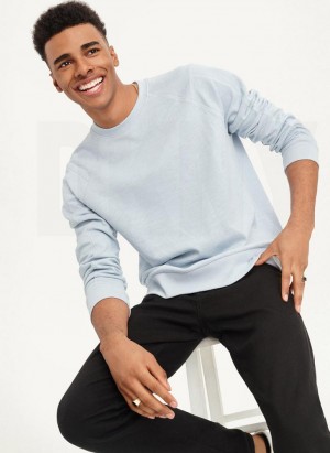 Blue DKNY Slub French Terry Crewneck Men's Sweatshirts | USA-D1028