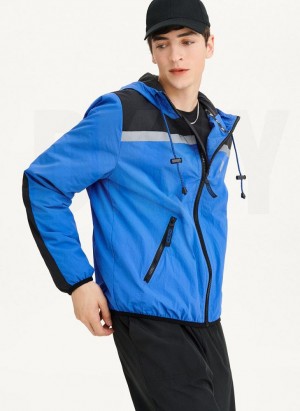 Blue DKNY Tech Cotton Touch Nylon Men's Jackets | USA-D1152