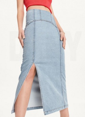 Blue DKNY Terry Denim Women's Skirts | USA-D0166