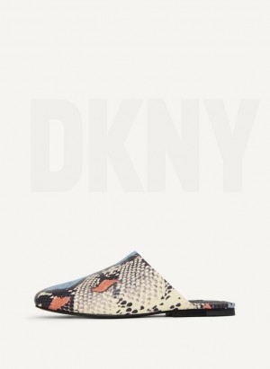 Blue Multicolor DKNY Flat Shoes Slides | USA-D0674