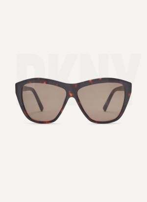 Brown DKNY City Native Modern Rectangle Women's Sunglasses | USA-D1437