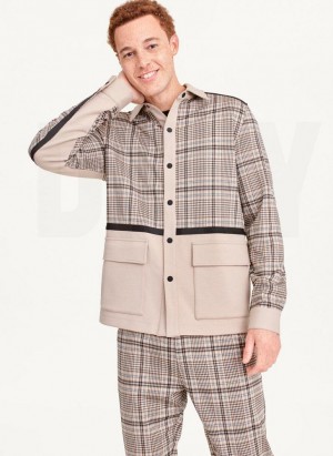 Brown DKNY Combo Chore Men's Jackets | USA-D1778