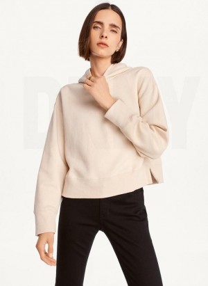 Brown DKNY Cropped Boyfriend Women's Hoodies | USA-D1418