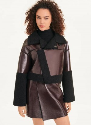 Brown DKNY Faux Shearling Women's Jackets | USA-D1067