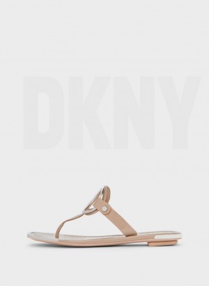 Brown DKNY Hartford Shoes Flip Flops | USA-D0856