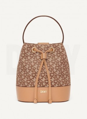 Brown DKNY Inessa Bucket Bags Crossbody Bags | USA-D0602