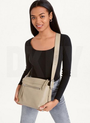 Brown DKNY Medium Buckle Bags Crossbody Bags | USA-D1265