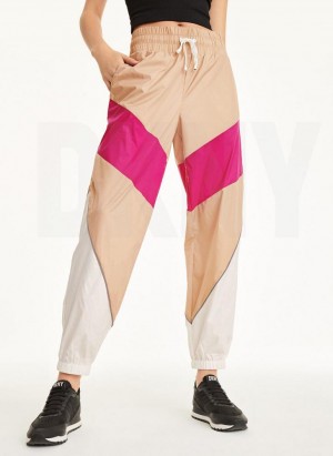 Brown DKNY Mini Rip-Stop With Reflective Piping Women's Pants | USA-D0490