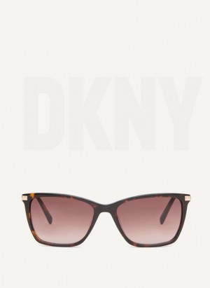 Brown DKNY Modified Modern Rectangle Women's Sunglasses | USA-D1378