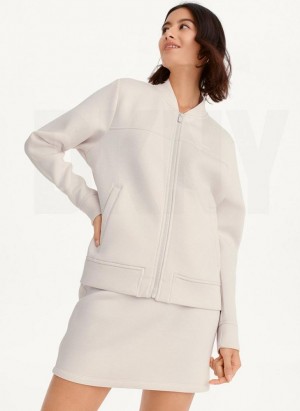 Brown DKNY Perforated Scuba Bomber Women's Jackets | USA-D0302