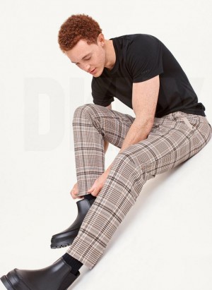 Brown DKNY Plaids Men's Pants | USA-D1794