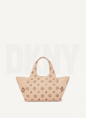Brown DKNY The Medium Logo Effortless Bags Tote Bags | USA-D1702