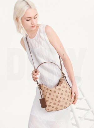 Brown DKNY The Small Logo Optimist Bags Tote Bags | USA-D1420