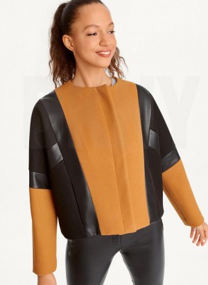 Brown / Black DKNY Colorblock Women's Jackets | USA-D0356