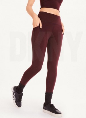 Burgundy DKNY Balance High Waist Women's Leggings | USA-D0608