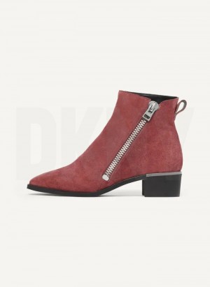 Burgundy DKNY Brenlyn - W/ Zipper Shoes Boots | USA-D1517