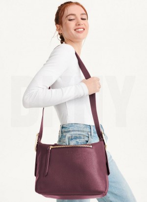 Burgundy DKNY Medium Buckle Bags Crossbody Bags | USA-D1588