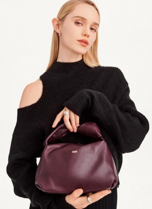 Burgundy DKNY Mini Modernist Knot Bags Tote Bags | USA-D0163