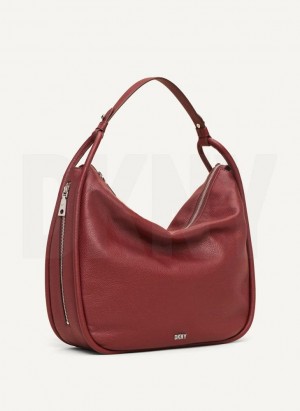 Burgundy DKNY Phoebe Hobo Bags Tote Bags | USA-D1948