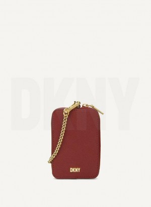 Burgundy DKNY Sidney Card Pouch Bags Wallets | USA-D1751