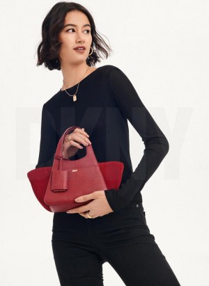 Burgundy DKNY The Mini Effortless Tote Bags Crossbody Bags | USA-D0464