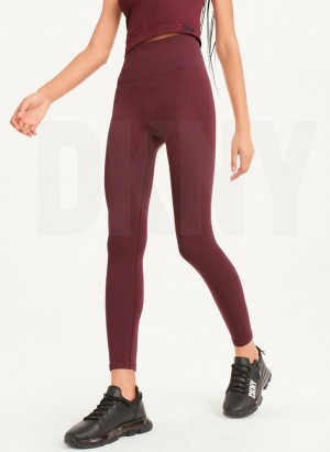Burgundy DKNY Twill Seamless Women's Leggings | USA-D1853