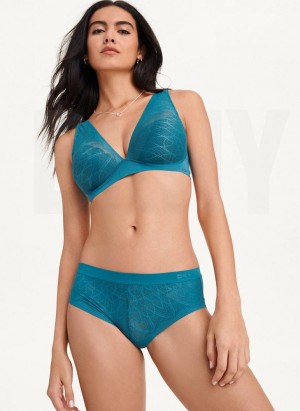 Dark Blue DKNY Lace Comfort Hipster Women's Panties | USA-D1237