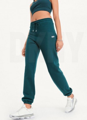 Dark Green DKNY Metallic Logo Women's Joggers | USA-D1639