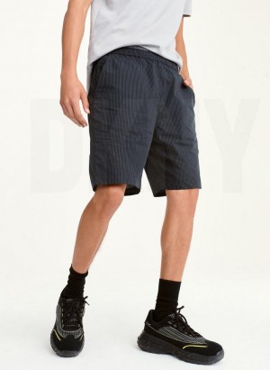 Dark Grey DKNY Mixed Stripe Men's Shorts | USA-D0744