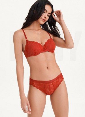 Dark Red DKNY Superior Lace Balconette Women's Bras | USA-D0939