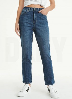Dark Wash DKNY Slim Straight Women's Jeans | USA-D1103