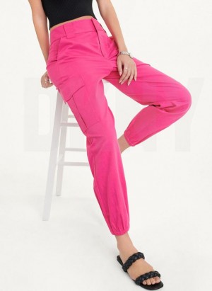 Fuchsia DKNY Linen Women's Pants | USA-D0121
